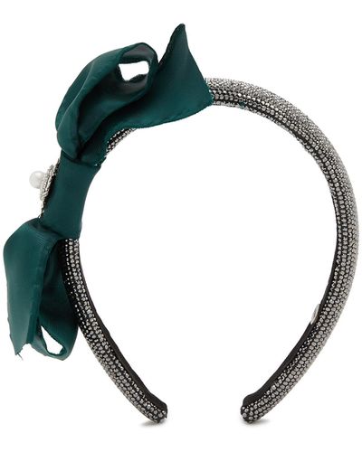 Venna Crystal Pavé Ribbon Headband - Blue