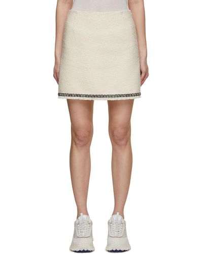 Moncler Contrast Trim Tweed Skirt - White