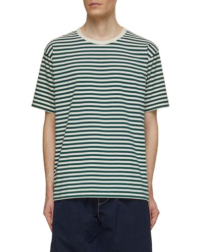 Nanamica Striped Crewneck T-shirt - Green
