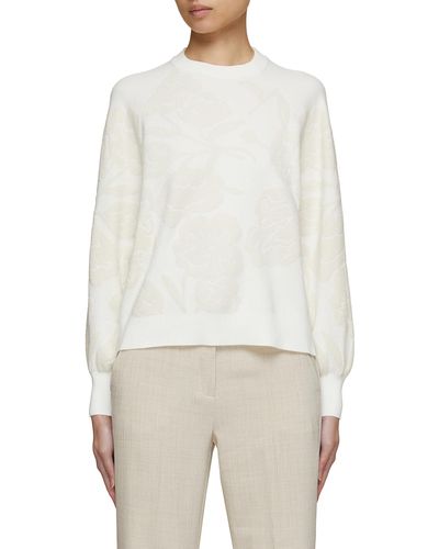 Marella Floral Jacquard Sweater - White