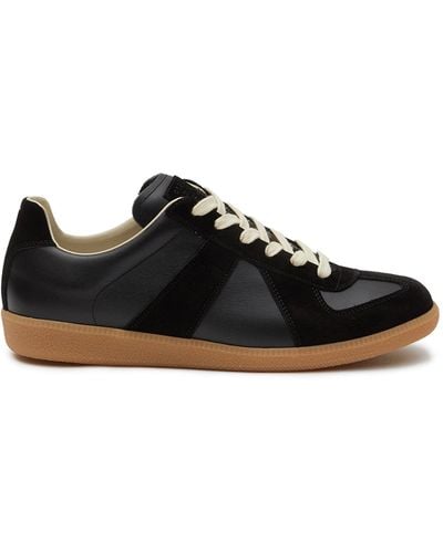 Maison Margiela 'replica' Leather Low Top Sneakers - Black