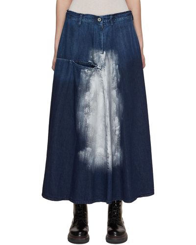 Y's Yohji Yamamoto Panel Pocket Flared Denim Skirt - Blue