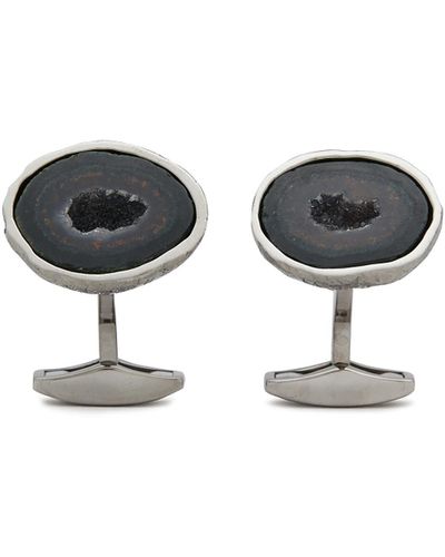 Tateossian Geode Bowl Black Rhodium-plated Sterling Silver Cufflinks - Metallic