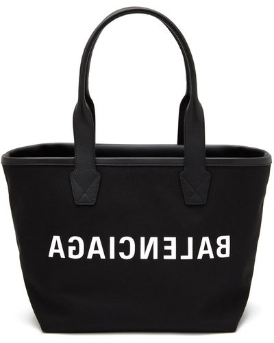 Balenciaga Small Jumbo Inverted Logo Canvas Tote Bag - Black