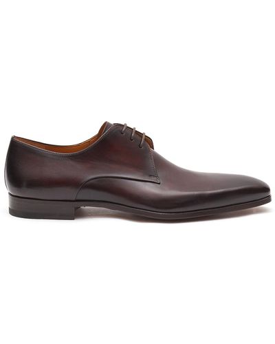 Magnanni Plain Toe 3-eyelet Leather Derby Shoes - Brown