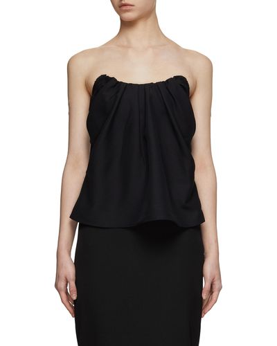 Co. Wool Blend Ruched Bustier Top - Black