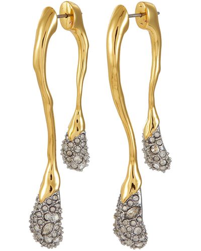 Alexis Solanales Crystal Embellished Double Drop Earring - Metallic