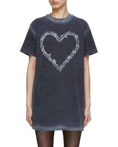 Mo&co. Heart Print Cotton T-shirt Dress - Black