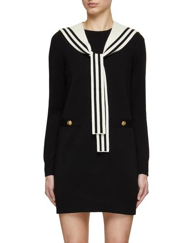 Mo&co. Detachable Sailor Collar Midi Dress - Black
