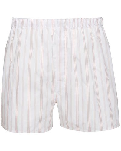 Sunspel Stripe Cotton Boxer Shorts - White