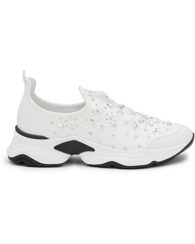 Rene Caovilla Morgana Rhinestone Embellished Sneakers - White