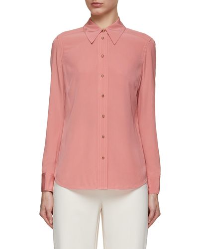 St. John Silk Button Up Shirt - Pink