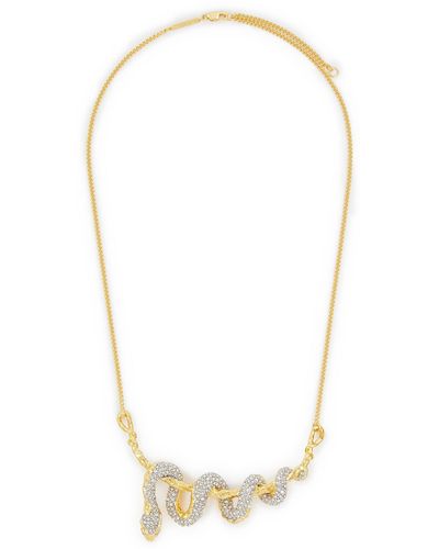 Alexis Coiled Serpent 14k Gold & Rhodium Plated Brass Crystal Necklace - White