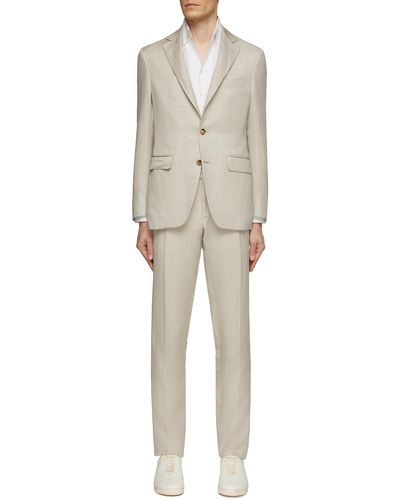 Canali Kei Single Breasted Linen Silk Suit - Natural