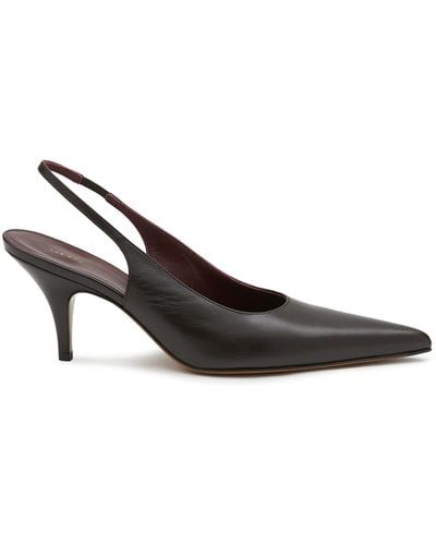 The Row 70 Slingback Leather Heels - Brown