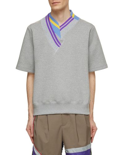 Kolor V-neck Double Ribbed Collar T-shirt - Gray