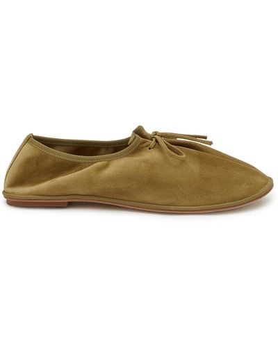 Pedder Red Nelly Bow Detail Kid Suede Flats - Green