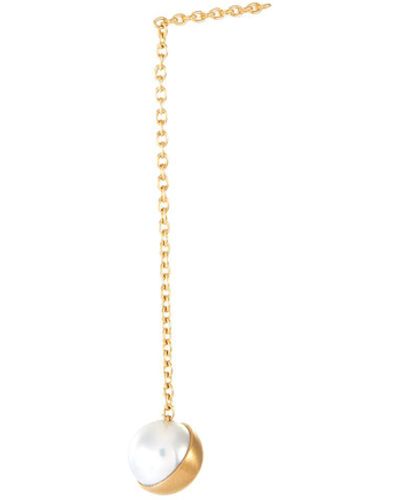 Shihara Half Pearl' 18k Gold Chain Drop Earring - Metallic