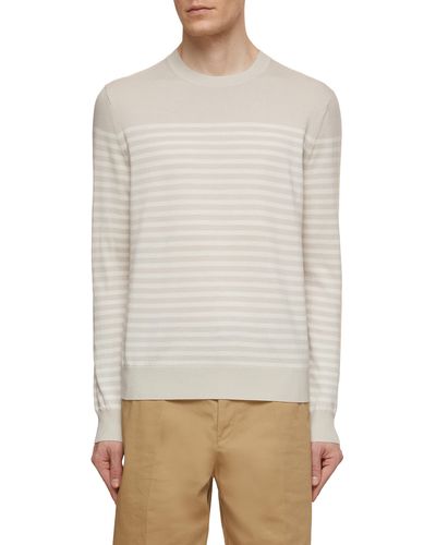 Theory Striped Crewneck Sweater - White