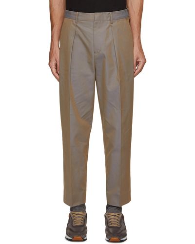 Tomorrowland Pleated Pressed Crease Tapered Pants - Natural