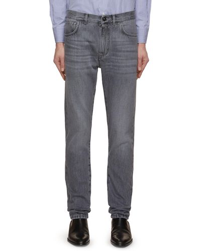 Isaia Washed Denim Jeans - Gray