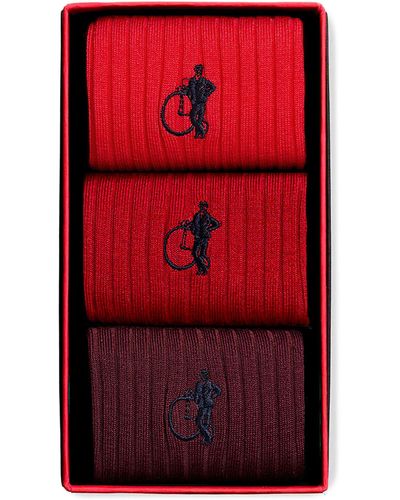 London Sock Company Simply Red Socks Gift Box — Set Of 3