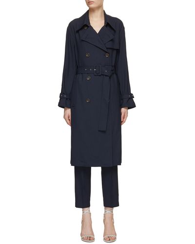 Theory Double Breasted Trench Coat - Blue