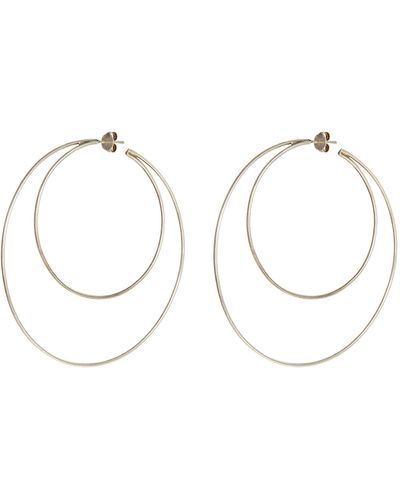 Lynn Ban 'crescent Hoops' Silver Earrings - Metallic