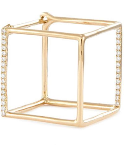 Shihara 'square' Diamond 18k Yellow Gold Cube Single Earring – 15mm - Metallic