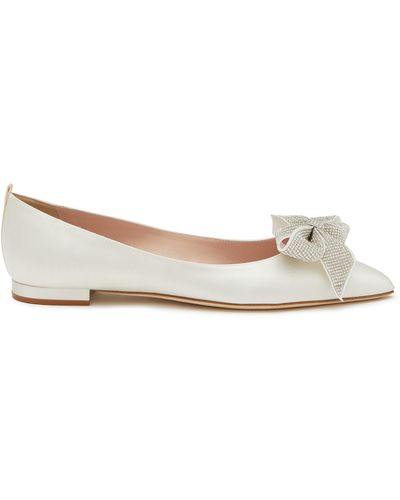 SJP by Sarah Jessica Parker Glory Crystal Embellished Bow Satin Flats - White