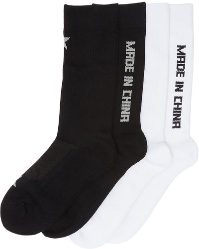 SMFK 'made In China' Slogan Jacquard Socks 2-pack Set - Black