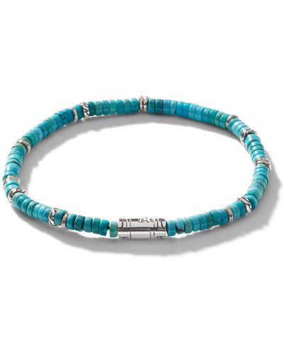John Hardy 'classic Chain' Sterling Silver Heishi Treated Turquoise Bead Bracelet - Blue