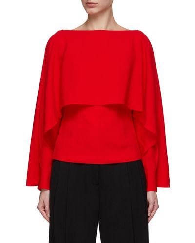 Roland Mouret Long Sleeve Satin Crepe Top - Red