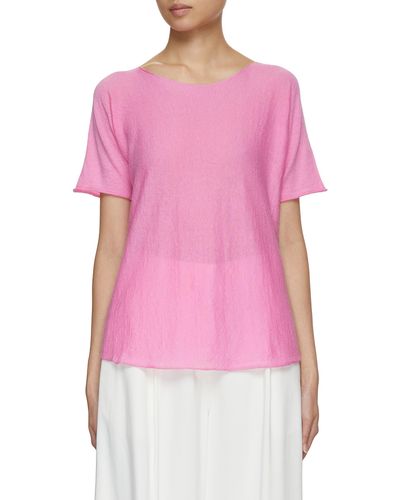 Bruno Manetti Boat Neck Cotton Knit Top - Pink