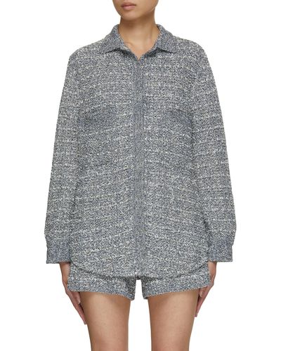 Bruno Manetti Oversize Tweed Knit Shirt - Gray