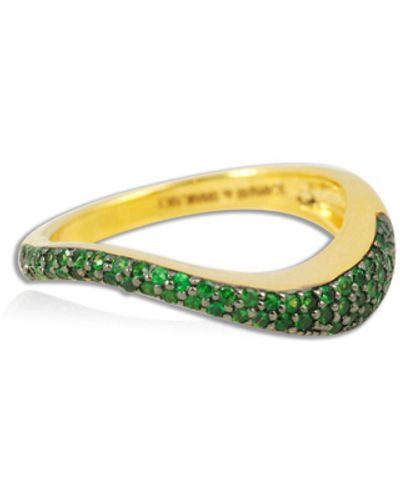 Kavant & Sharart 'talay' Micro Tsavorite Pavé 18k Gold Wave Ring - Multicolor