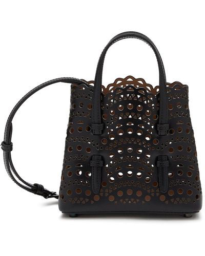 Alaïa Mina 16 Perforated Leather Tote Bag - Black