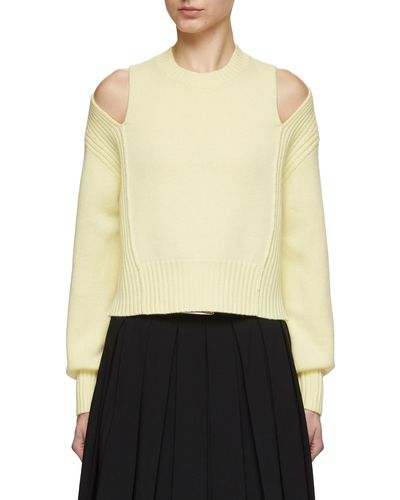 Mo&co. Cold Shoulder Wool Sweater - Yellow