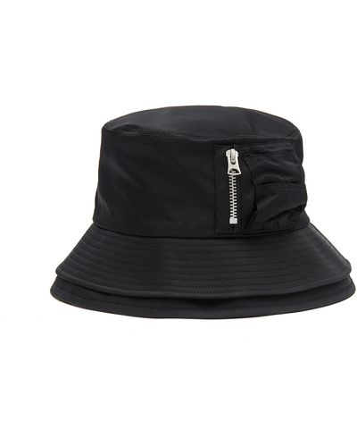 Sacai Nylon Double Brim Bucket Hat - Black