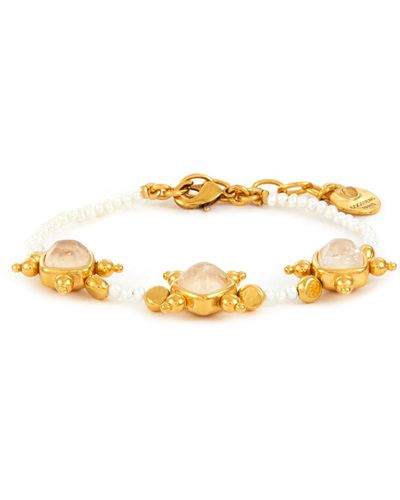 Goossens Venise Pearl Crystal Gold Plated Thin Bracelet - Metallic