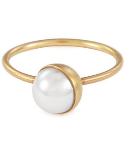 Shihara 'half Pearl 45°' 18k Yellow Gold Ring - Metallic