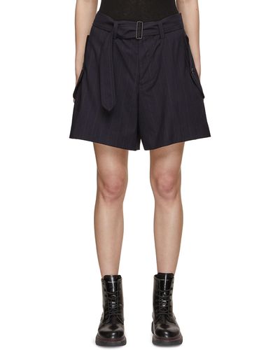 Y's Yohji Yamamoto Military Pinstripe Shorts - Black