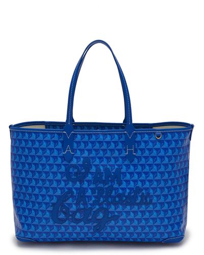 Anya Hindmarch Small I Am A Plastic Bag Recycled Canvas Tote Bag - Blue