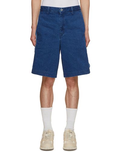 FDMTL Side Obi Stripe Denim Shorts - Blue