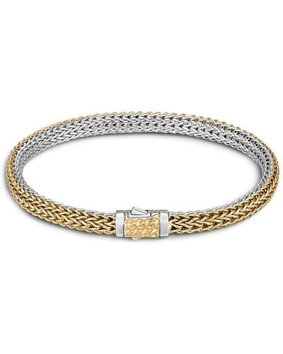 John Hardy Classic Chain' 18k Yellow Gold Sterling Silver Reversible Extra Small Chain Icon Bracelet - White