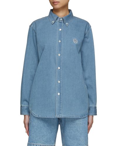 DUNST Men's Unisex Cotton Shirt Blue