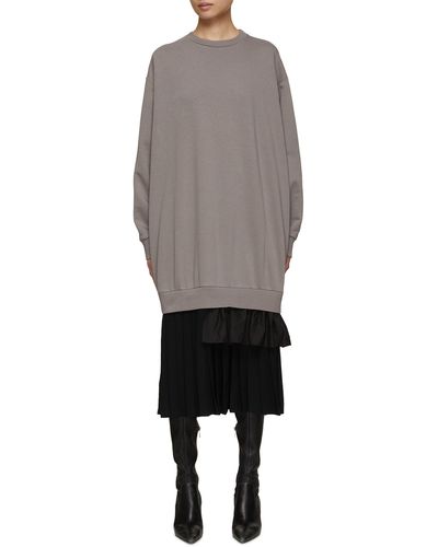MM6 by Maison Martin Margiela Pleated Skirt Sweater Dress - Gray