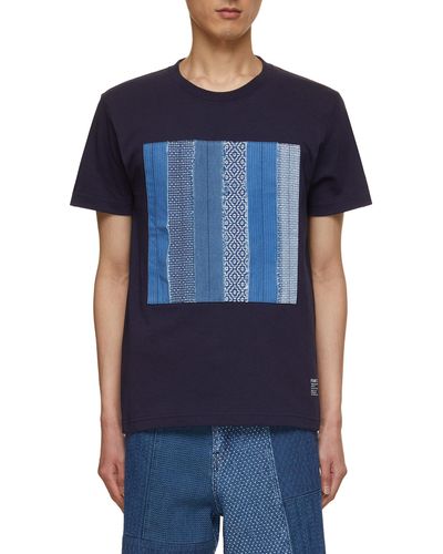 FDMTL Obi Patchwork Cotton T-shirt - Blue
