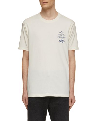 Denham Shrub Bonsai Print Cotton T-shirt - White