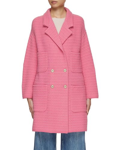 Bruno Manetti Double Breasted Waffle Wool Coat - Pink